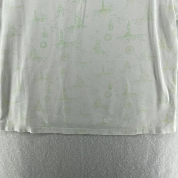 Lands' End Polo Shirt  Womens 2X White Green Print Collared Short Sleeve Casual - Picture 9 of 13